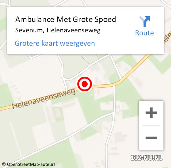 Locatie op kaart van de 112 melding: Ambulance Met Grote Spoed Naar Sevenum, Helenaveenseweg op 31 maart 2015 04:50