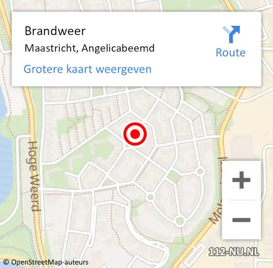 Locatie op kaart van de 112 melding: Brandweer Maastricht, Angelicabeemd op 31 maart 2015 05:25