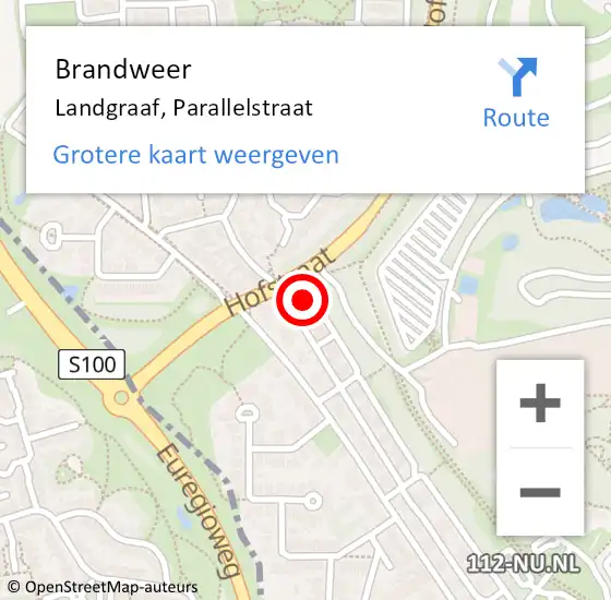 Locatie op kaart van de 112 melding: Brandweer Landgraaf, Parallelstraat op 31 maart 2015 05:56