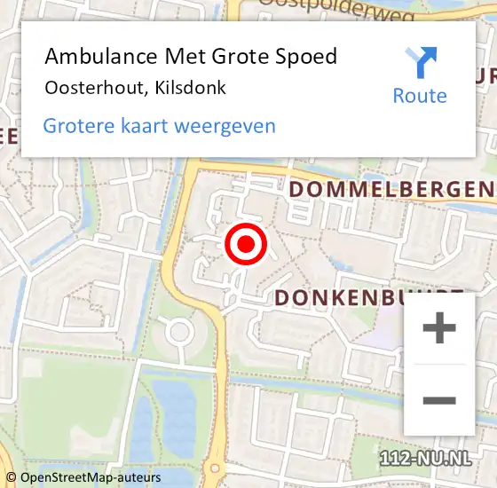 Locatie op kaart van de 112 melding: Ambulance Met Grote Spoed Naar Oosterhout, Kilsdonk op 31 maart 2015 06:08