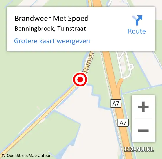 Locatie op kaart van de 112 melding: Brandweer Met Spoed Naar Benningbroek, Tuinstraat op 31 maart 2015 06:15