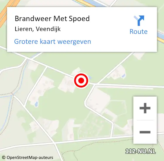 Locatie op kaart van de 112 melding: Brandweer Met Spoed Naar Lieren, Veendijk op 31 maart 2015 06:23