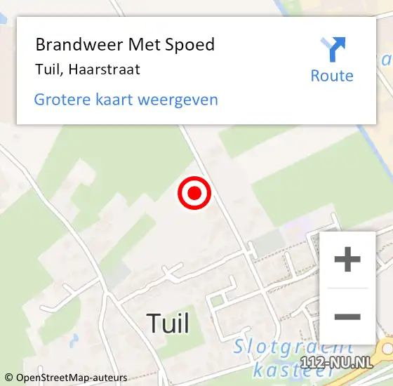 Locatie op kaart van de 112 melding: Brandweer Met Spoed Naar Tuil, Haarstraat op 31 maart 2015 06:27