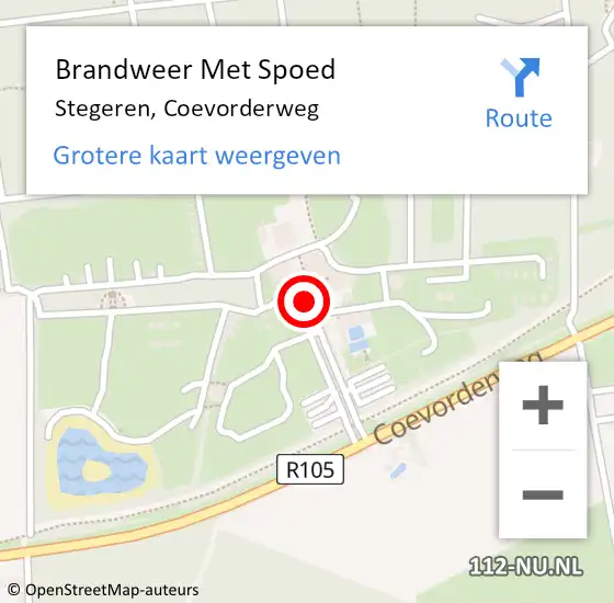 Locatie op kaart van de 112 melding: Brandweer Met Spoed Naar Stegeren, Coevorderweg op 31 maart 2015 06:35