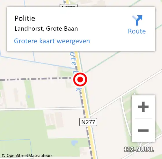 Locatie op kaart van de 112 melding: Politie Landhorst, Grote Baan op 31 maart 2015 06:44