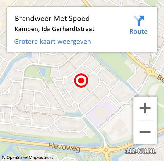 Locatie op kaart van de 112 melding: Brandweer Met Spoed Naar Kampen, Ida Gerhardtstraat op 31 maart 2015 06:53