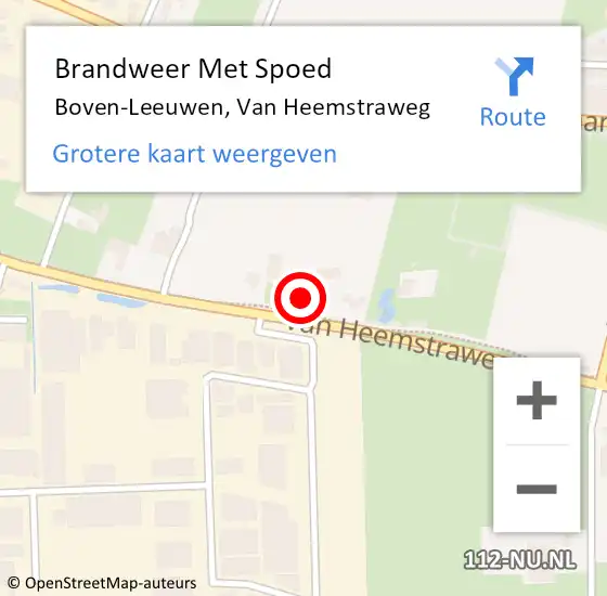 Locatie op kaart van de 112 melding: Brandweer Met Spoed Naar Boven-Leeuwen, Van Heemstraweg op 31 maart 2015 06:53