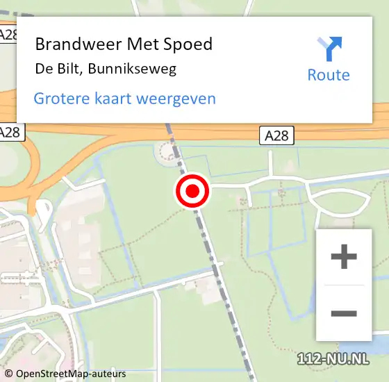 Locatie op kaart van de 112 melding: Brandweer Met Spoed Naar De Bilt, Bunnikseweg op 31 maart 2015 06:54