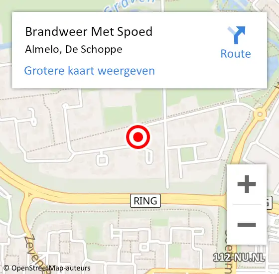 Locatie op kaart van de 112 melding: Brandweer Met Spoed Naar Almelo, De Schoppe op 31 maart 2015 07:15