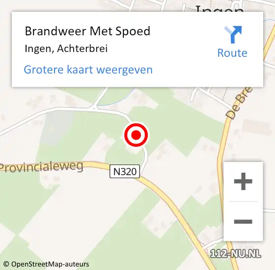 Locatie op kaart van de 112 melding: Brandweer Met Spoed Naar Ingen, Achterbrei op 31 maart 2015 07:43