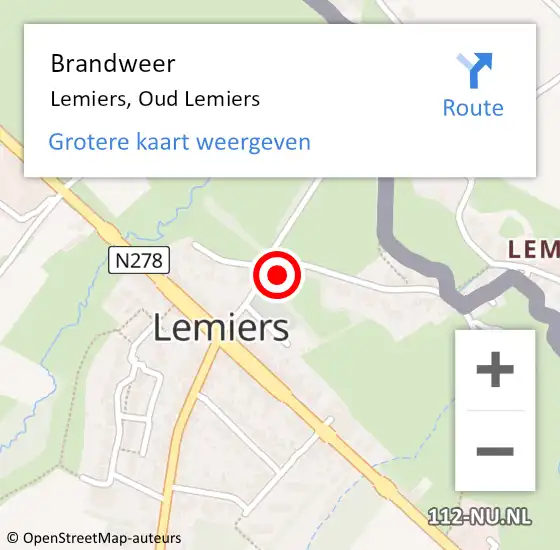 Locatie op kaart van de 112 melding: Brandweer Lemiers, Oud Lemiers op 31 maart 2015 08:02