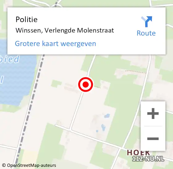 Locatie op kaart van de 112 melding: Politie Winssen, Verlengde Molenstraat op 31 maart 2015 08:15