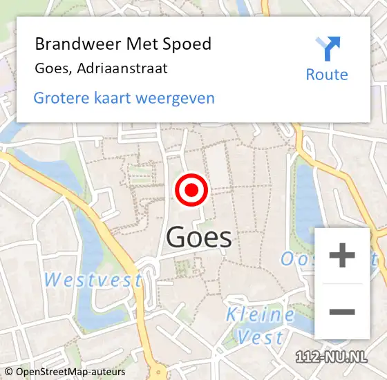 Locatie op kaart van de 112 melding: Brandweer Met Spoed Naar Goes, Adriaanstraat op 31 maart 2015 08:38