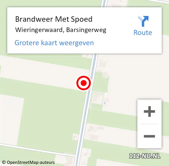 Locatie op kaart van de 112 melding: Brandweer Met Spoed Naar Wieringerwaard, Barsingerweg op 3 november 2013 14:02