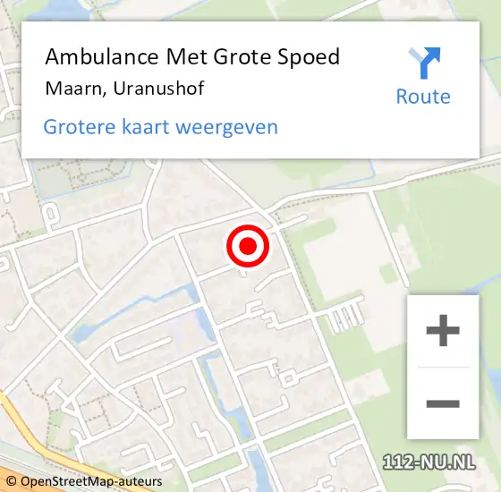 Locatie op kaart van de 112 melding: Ambulance Met Grote Spoed Naar Maarn, Uranushof op 31 maart 2015 09:17