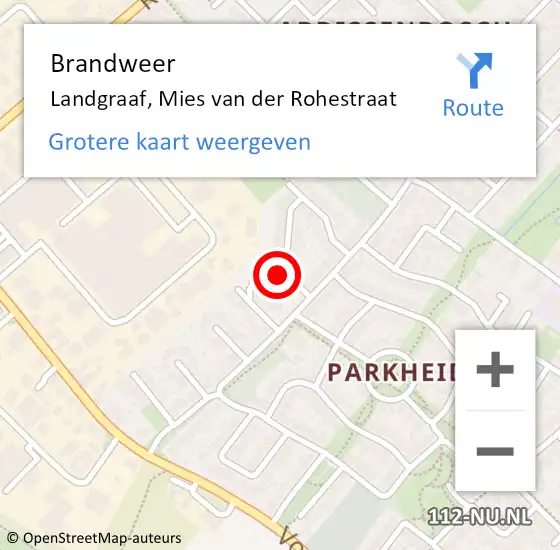 Locatie op kaart van de 112 melding: Brandweer Landgraaf, Mies van der Rohestraat op 31 maart 2015 09:19