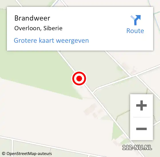 Locatie op kaart van de 112 melding: Brandweer Overloon, Siberie op 31 maart 2015 09:36