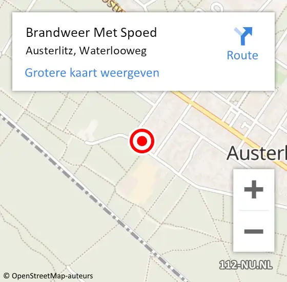 Locatie op kaart van de 112 melding: Brandweer Met Spoed Naar Austerlitz, Waterlooweg op 31 maart 2015 09:49