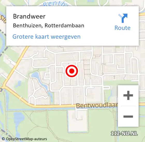 Locatie op kaart van de 112 melding: Brandweer Benthuizen, Rotterdambaan op 31 maart 2015 09:55