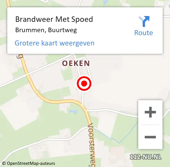 Locatie op kaart van de 112 melding: Brandweer Met Spoed Naar Brummen, Buurtweg op 31 maart 2015 10:11