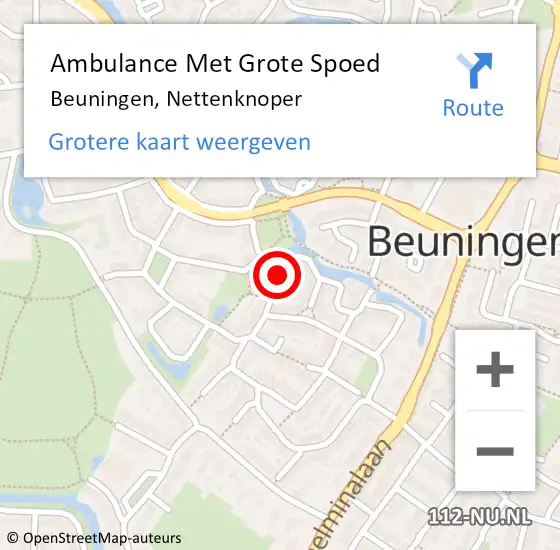 Locatie op kaart van de 112 melding: Ambulance Met Grote Spoed Naar Beuningen, Nettenknoper op 31 maart 2015 10:12