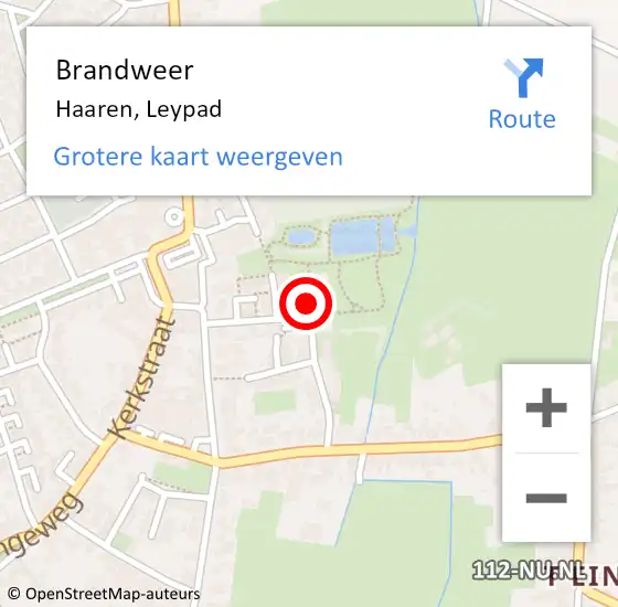 Locatie op kaart van de 112 melding: Brandweer Haaren, Leypad op 31 maart 2015 10:24