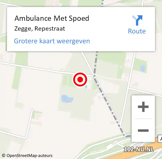 Locatie op kaart van de 112 melding: Ambulance Met Spoed Naar Zegge, Repestraat op 31 maart 2015 10:38