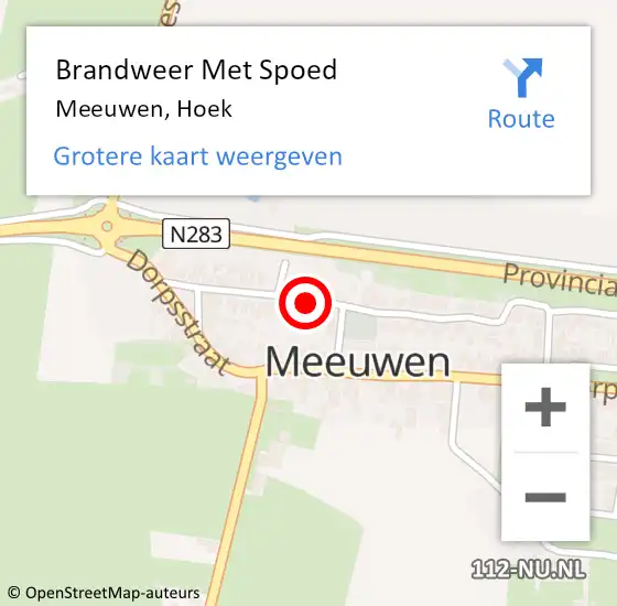 Locatie op kaart van de 112 melding: Brandweer Met Spoed Naar Meeuwen, Hoek op 31 maart 2015 10:40