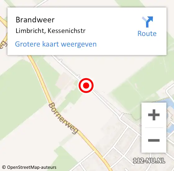 Locatie op kaart van de 112 melding: Brandweer Limbricht, Kessenichstr op 31 maart 2015 10:43