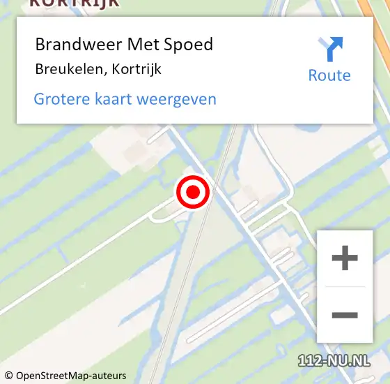 Locatie op kaart van de 112 melding: Brandweer Met Spoed Naar Breukelen, Kortrijk op 31 maart 2015 10:47