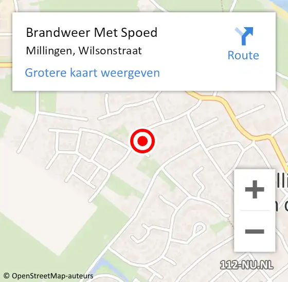 Locatie op kaart van de 112 melding: Brandweer Met Spoed Naar Millingen, Wilsonstraat op 31 maart 2015 10:55