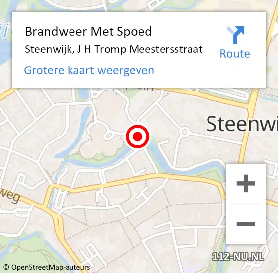 Locatie op kaart van de 112 melding: Brandweer Met Spoed Naar Steenwijk, J H Tromp Meestersstraat op 31 maart 2015 10:58