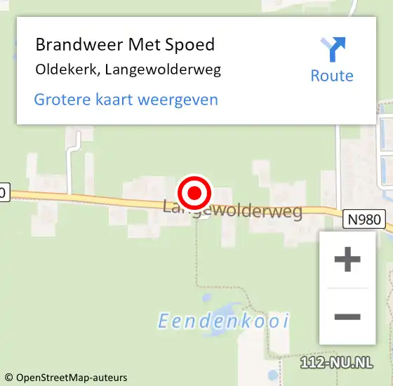 Locatie op kaart van de 112 melding: Brandweer Met Spoed Naar Oldekerk, Langewolderweg op 31 maart 2015 11:03