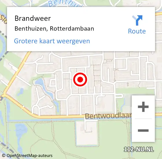 Locatie op kaart van de 112 melding: Brandweer Benthuizen, Rotterdambaan op 31 maart 2015 11:14