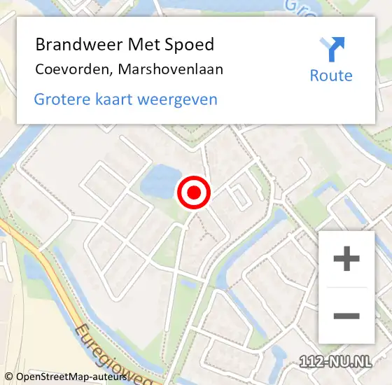 Locatie op kaart van de 112 melding: Brandweer Met Spoed Naar Coevorden, Marshovenlaan op 31 maart 2015 11:15