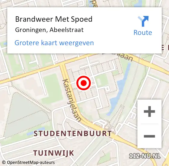 Locatie op kaart van de 112 melding: Brandweer Met Spoed Naar Groningen, Abeelstraat op 31 maart 2015 11:29