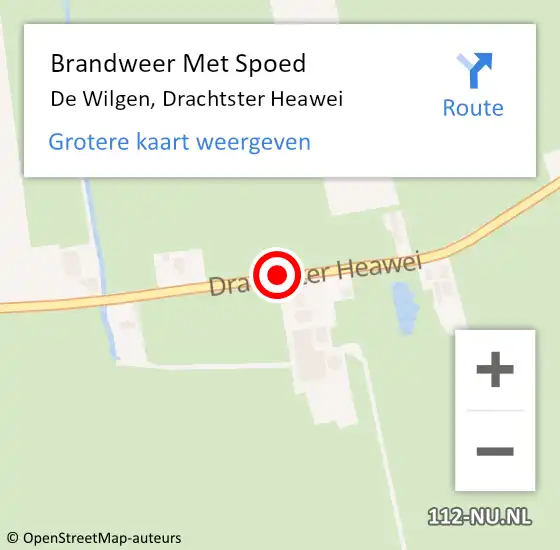 Locatie op kaart van de 112 melding: Brandweer Met Spoed Naar De Wilgen, Drachtster Heawei op 31 maart 2015 11:29