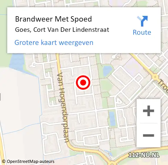 Locatie op kaart van de 112 melding: Brandweer Met Spoed Naar Goes, Cort Van Der Lindenstraat op 31 maart 2015 11:35