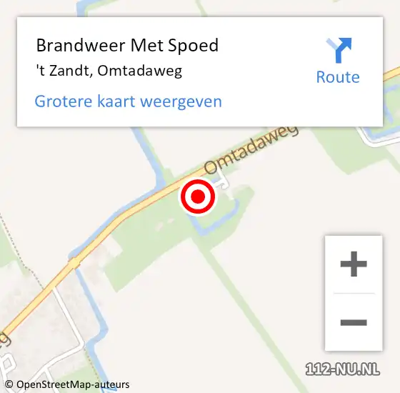 Locatie op kaart van de 112 melding: Brandweer Met Spoed Naar 't Zandt, Omtadaweg op 31 maart 2015 11:36