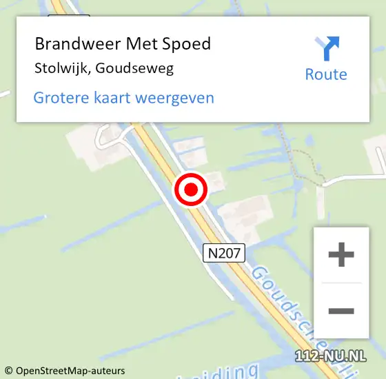 Locatie op kaart van de 112 melding: Brandweer Met Spoed Naar Stolwijk, Goudseweg op 31 maart 2015 11:36