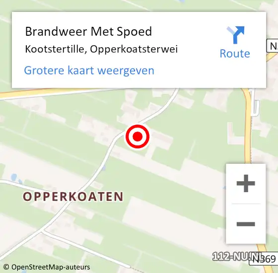 Locatie op kaart van de 112 melding: Brandweer Met Spoed Naar Kootstertille, Opperkoatsterwei op 31 maart 2015 11:37