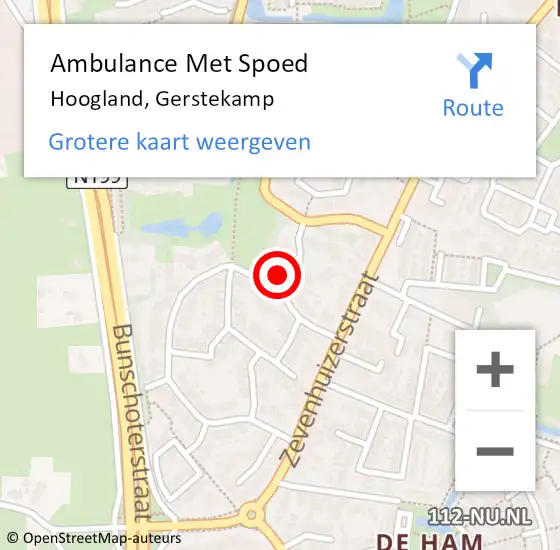 Locatie op kaart van de 112 melding: Ambulance Met Spoed Naar Hoogland, Gerstekamp op 11 september 2013 17:21