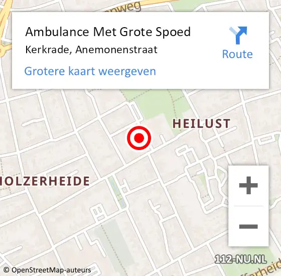 Locatie op kaart van de 112 melding: Ambulance Met Grote Spoed Naar Kerkrade, Anemonenstraat op 31 maart 2015 11:46