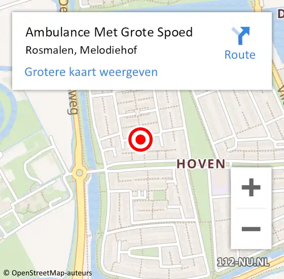 Locatie op kaart van de 112 melding: Ambulance Met Grote Spoed Naar Rosmalen, Melodiehof op 3 november 2013 14:53