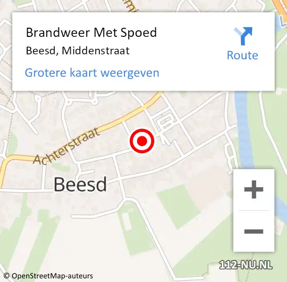 Locatie op kaart van de 112 melding: Brandweer Met Spoed Naar Beesd, Middenstraat op 31 maart 2015 12:01