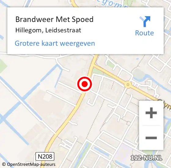 Locatie op kaart van de 112 melding: Brandweer Met Spoed Naar Hillegom, Leidsestraat op 31 maart 2015 12:02