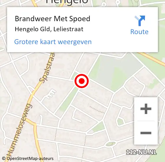 Locatie op kaart van de 112 melding: Brandweer Met Spoed Naar Hengelo Ov, Leliestraat op 31 maart 2015 12:03