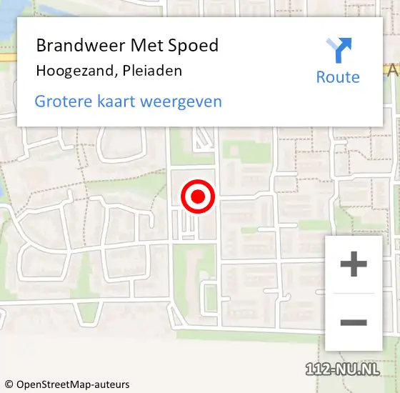 Locatie op kaart van de 112 melding: Brandweer Met Spoed Naar Hoogezand, Pleiaden op 31 maart 2015 12:04