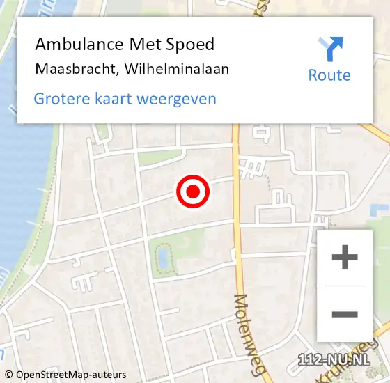 Locatie op kaart van de 112 melding: Ambulance Met Spoed Naar Maasbracht, Wilhelminalaan op 31 maart 2015 12:05