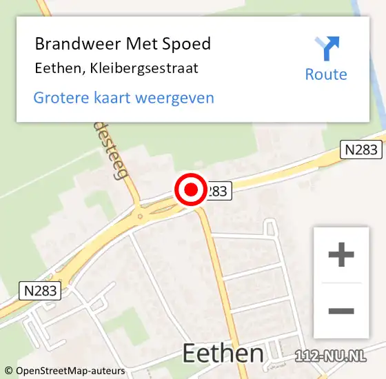 Locatie op kaart van de 112 melding: Brandweer Met Spoed Naar Eethen, Kleibergsestraat op 31 maart 2015 12:07